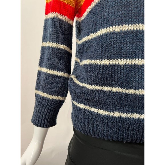Liz Claiborne Vintage Stripe Sweater  M Blue  Stripe Cotton Blend - Picture 5 of 16